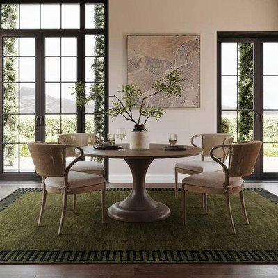 Hand Tufted Wool Rug   Olive Green Greek Key Border for morden look 8x10 8x12