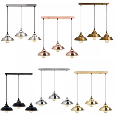 Industrial 3-flammige Pendelleuchte Decken Lampe E27 Metallschirm Kücheninsel Leuchte