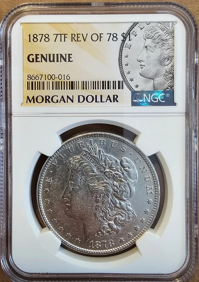 1878 Morgan Silver Dollar * 7 Tail Feathers Rev 78 NGC Graded - Image 3 of 4