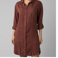 Prana Doryan Shirt Dress Red Rust Long Sleeve Tencel Gorpcore XS