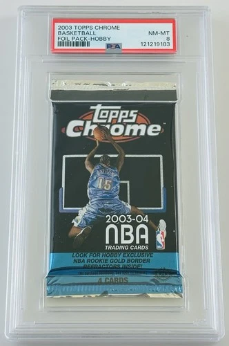 2003 TOPPS CHROME BASKETBALL FACTORY SEALED HOBBY PACK PSA 8 LEBRON JAMES Rookie