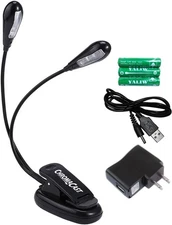 Flexible LED Light Clip-On Dual Head Adjustable Gooseneck Desk Stand Table Lamp