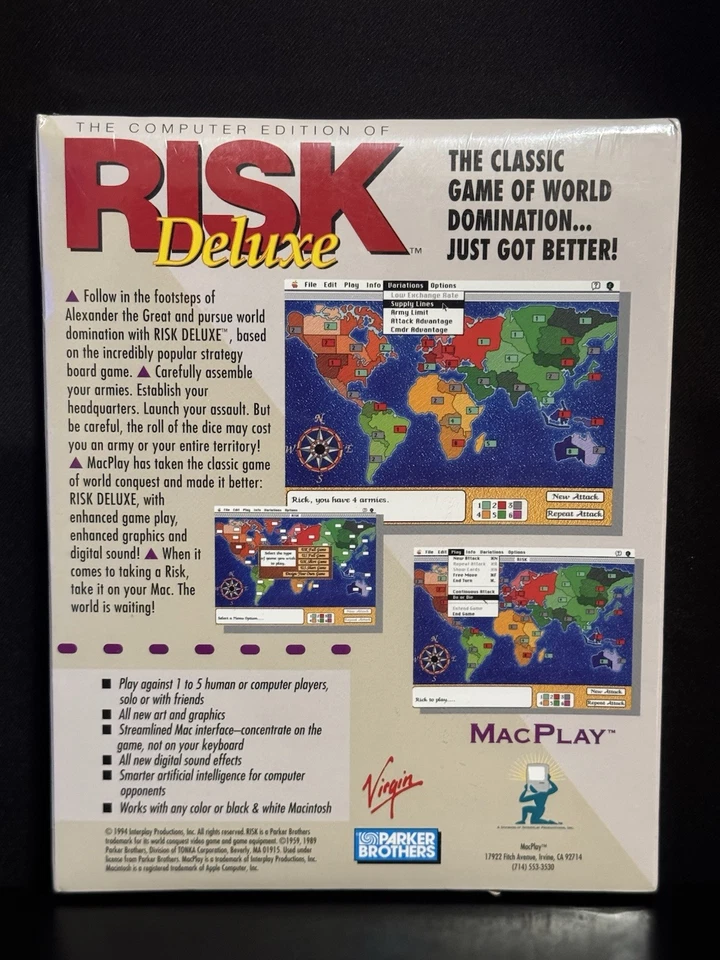 Risk Deluxe Apple Macintosh 3.5" Disk 1994 Mac Big Box Game Complete Vintage NEW - Image 3 of 4