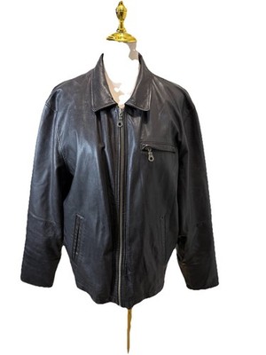 Wilsons Leather Jacket Mens Large Black Genuine Leather Bomber Quilted Lined