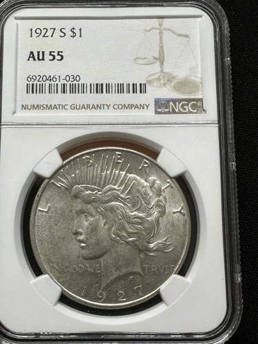 1927-S Peace Silver Dollar NGC AU55 Tough Date Nice Strike