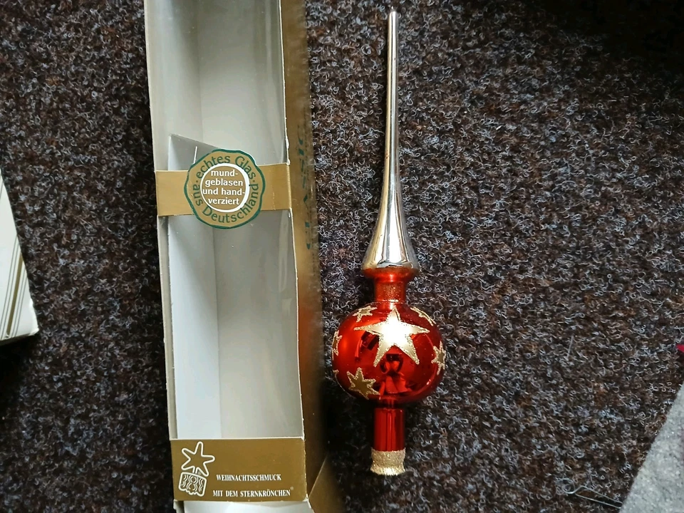 Christbaumspitze Rot Goldene Sterne Wie Neu