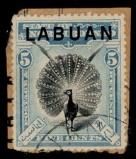 NORTH BORNEO - Labuan QV SG114, 5c black & pale blue, FU. Cat &pound;23. on PIECE