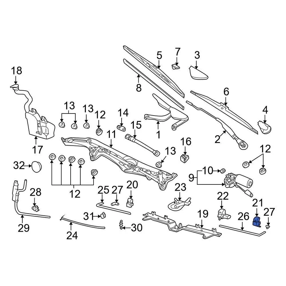 For BMW 750iL 1996-2001 BMW 61668364444 Front Right Windshield Washer Nozzle - Image 2 of 2