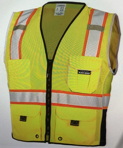 Kishigo Premium Black Series Heavy Duty Unisex Reflective Safety Vest,Lime,XL - product listing photo