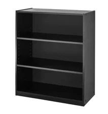 3-Shelf Bookcase with Adjustable Shelves, True Black Oak