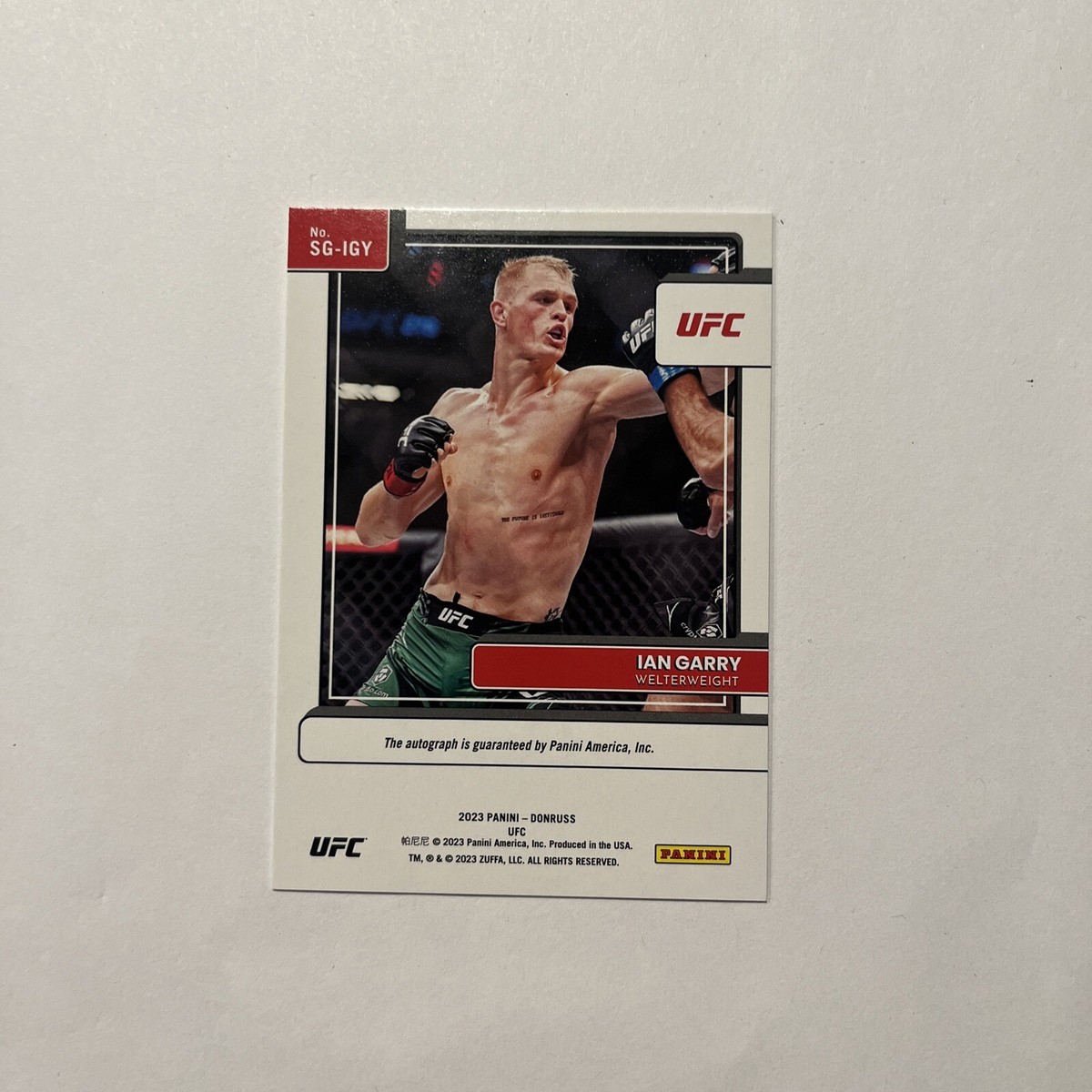UFC SELECT　イアン・ギャリー　サインカード UFC SELECT イアン・ギャリー サインカード 2023 Panini Select