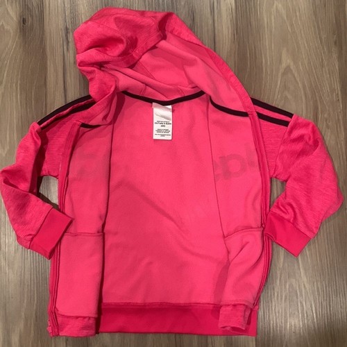 Adidas girls size 6X pink with a black logo zip up hoodie - Picture 4 of 7