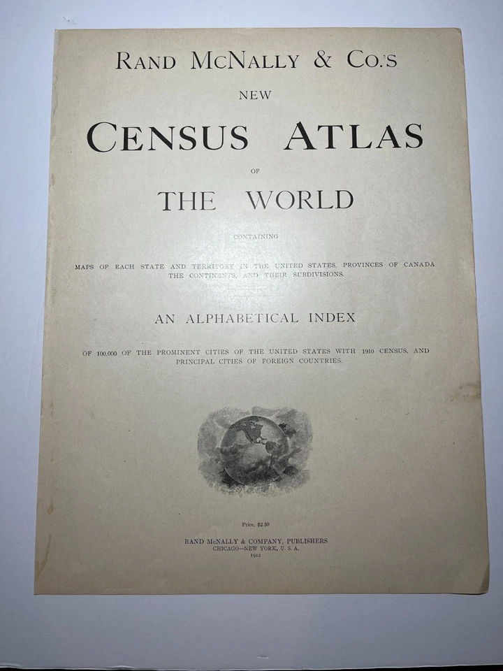 1895 / 1910 " Green" RHODE ISLAND State Map fm 1912 New Census Atlas SEE DESCRIP - Image 2 of 3