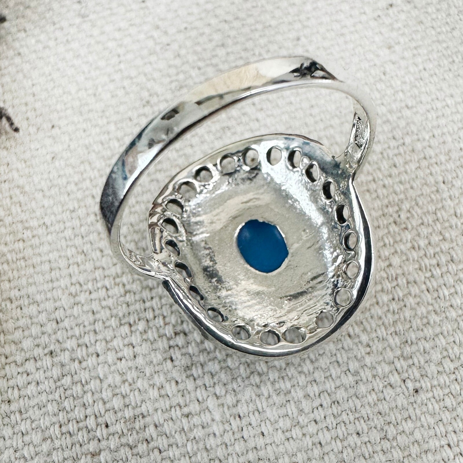 Turquoise Ring Sterling Silver Statement Ring Boh… - image 4