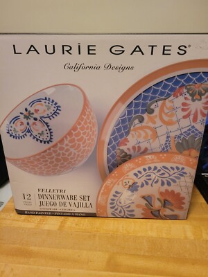 12 Piece Laurie Gates California Designs Dinnerware 12