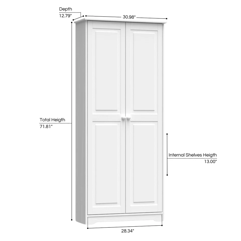 Cabinet Pantry 2 Doors Solid Wood White-  by From the Tree Furniture - Image 2 of 4
