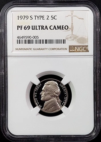 1979 S Type 2 Proof Jefferson Nickel graded PF 69 Ultra Cameo by NGC! sku 90005