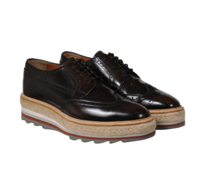 Prada Men Platform Brogue US9.5 UK8.5 Black Leather Wingtip Espadrille Medallion Prada | Shoes | Prada Men Platform Brogue Us95 Uk85 Black  main image 2