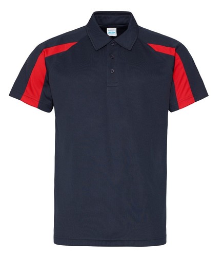 Konvolut x 2 neue Herren Allrad Kontrast feuchtigkeitsableitende Poloshirts. 2 Farben in L. K2448.