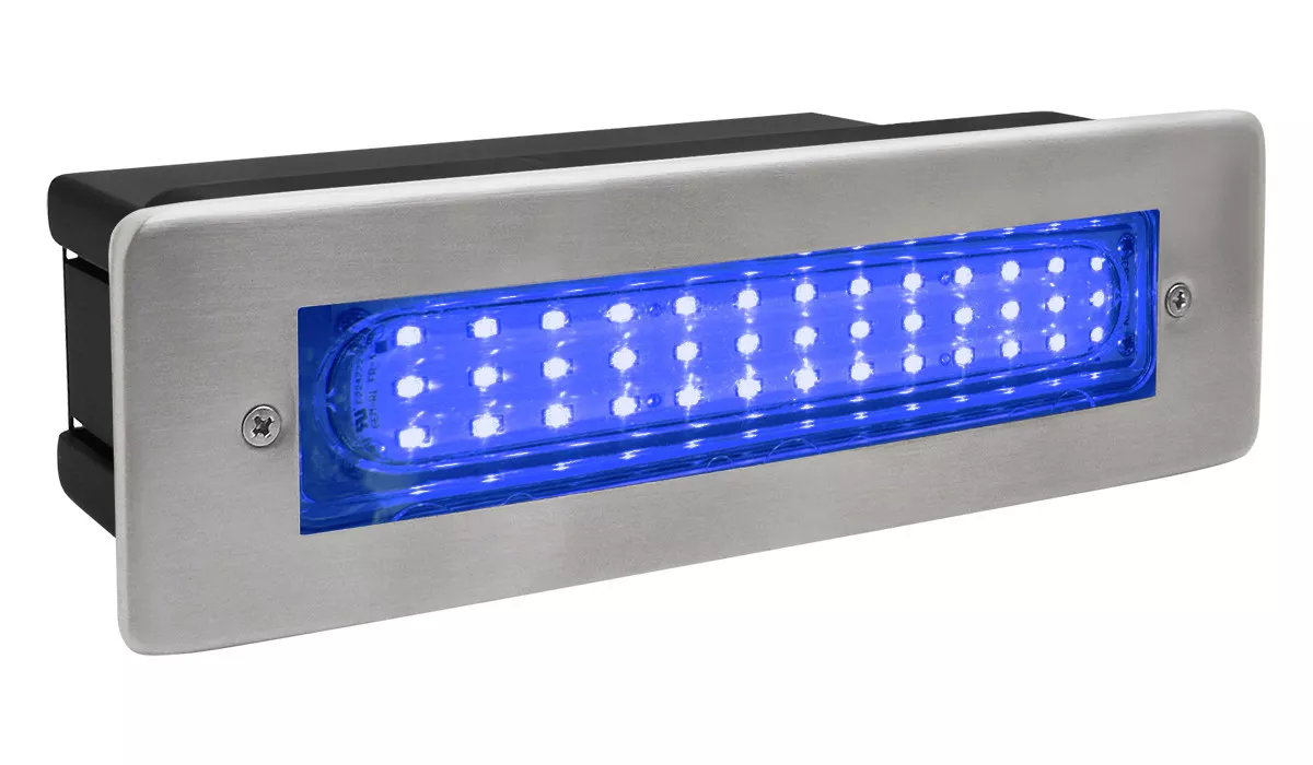 LED Brick Light Wall Light Recessed Stainless Steel in Blue IP68