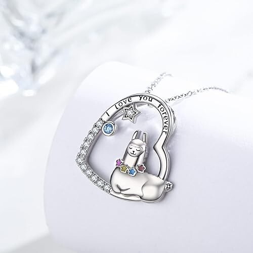 925 Sterling Silver Alpaca Llama Pendant Necklace Jewelry Gift for Woman Girl