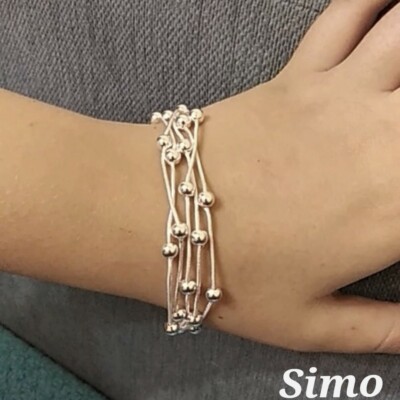DAMEN ARMBAND SILBER 925 MULTI FADEN ANHÄNGER CHARMS KUGEL LICHT GESCHENK RABATTE