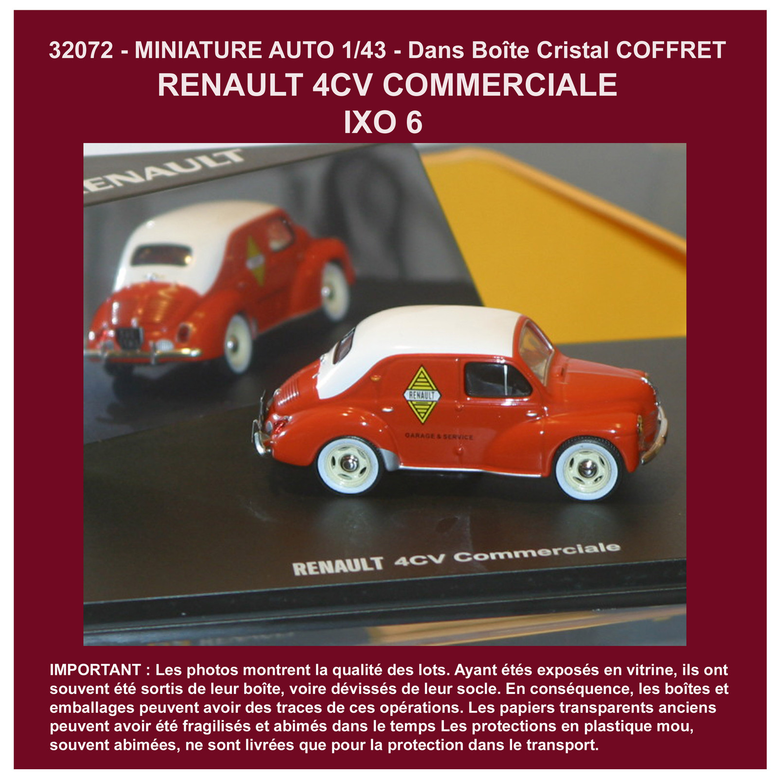032072 MINIATURE AUTO 1/43 RENAULT 4CV COMMERCIALE IXO 032072 MINIATURE AUTO 1/43 RENAULT 4CV COMMERCIALE IXO