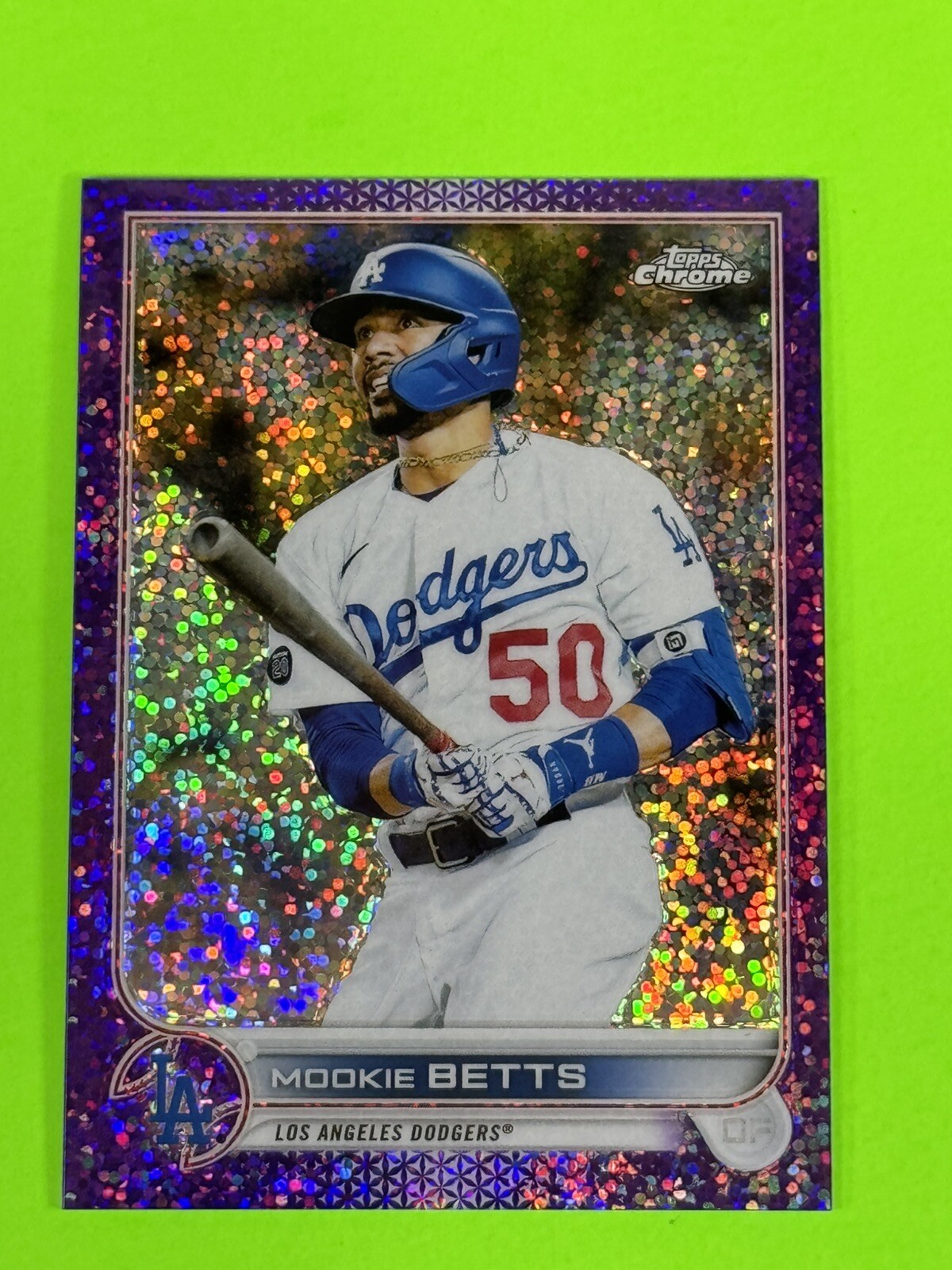 2022 Topps Chrome Purple Speckle Refractor /299 Mookie Betts #100 Dodgers