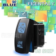Frentaly Laser Etched LIVEWELL Rocker Switch Blue ON-OFF 5Pin 20A 12V LED Light