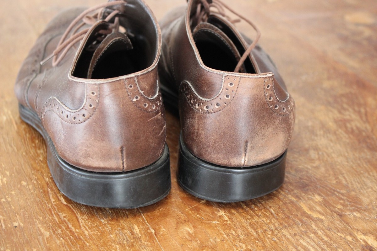 Tods Men\'s Leather Wingtip Brogue Derby Lace Up Shoes Made in Brown US 9.5 Tods Brown Leather Brogue Lace Up Derby Dress Shoes Mens  main image 2