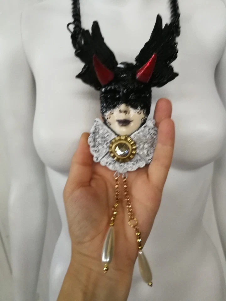 Lucifer Talismán Ángel Negro Amuleto Colgante Satánico Joyería Vudú Magia Ritual Foto 2 de 4