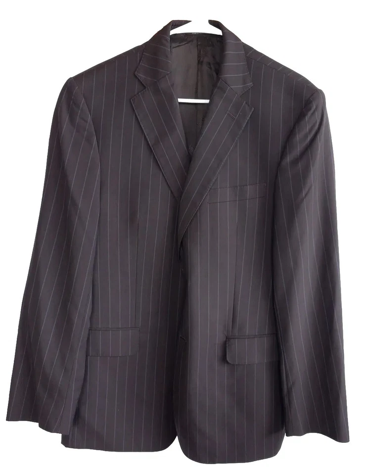 Blazer de lana Versace Collection para hombre talla 50 2 botones forro de viscosa marrón a rayas Foto 2 de 4