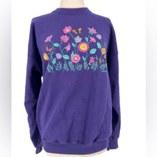 Vintage 90s Flowers Grandma Morning Sun Sweatshirt Made in USA Large