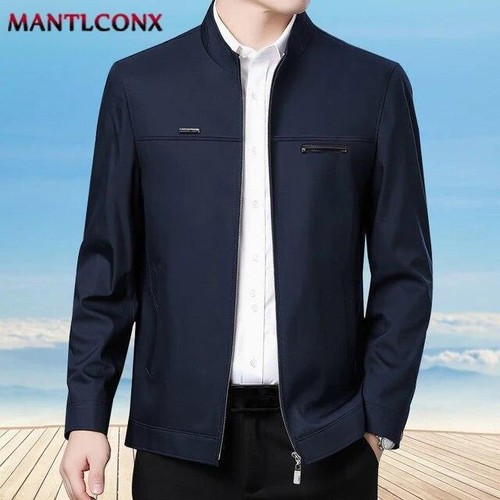 Casual Business Autumn Spring Jackets Outwear Top Men's Zipper Lapel Collar Coat - Picture 17 of 17