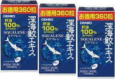 Orihiro Deep Sea Shark Extract Squalene Supplement 360 Capsules 3 Bottles Japan