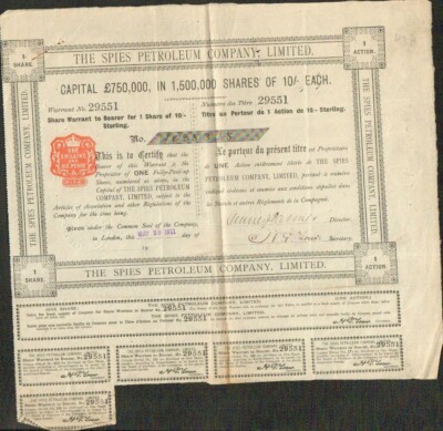 THE SPIES PETROLEUM CY LTD, Titel 1 Aktie (TSCHETSCHENIEN RUSSLAND) (V)