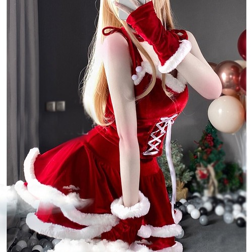 2024 Weihnachten Sexy Weihnachtsmann Kostüm Damen Mädchen Hase Cape Pyjama Cosplay - Bild 7 von 13