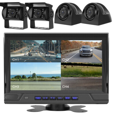RÜCKFAHRSYSTEM 4 X Rückfahrkamera 9'' Split Monitor für KFW LKW Bus 12V 24V DE