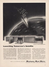 1956 Remington Rand Univac: Launching Tomorrows Satellite Vintage Print Ad