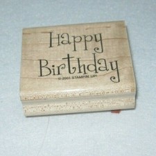 Stampin Up  - Rubber Stamp - Happy Birthday - Large Size - From 2001- Fun Font