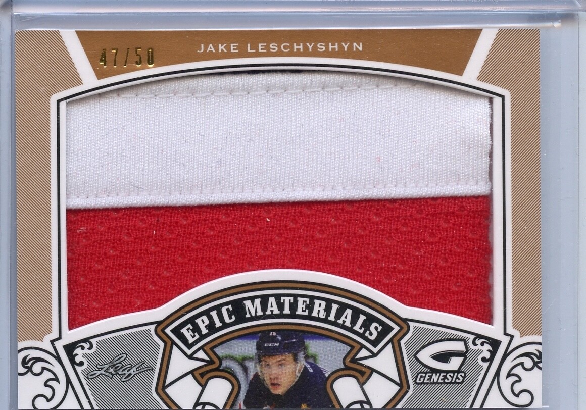 Jake Leschyshyn 2016 Leaf Genesis Epic Jumbo Patch 47/50 #EM-34 Hockey Card