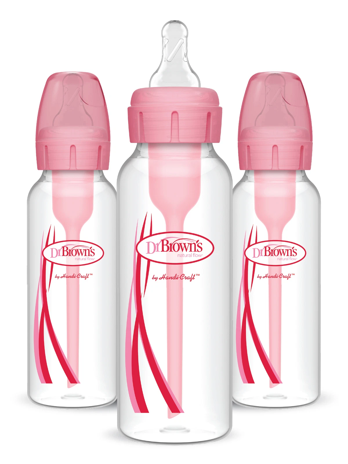 Dr. Brown's Baby Girls' 3-Pack Anti-Colic Baby Bottles 8 oz. - pink, one size