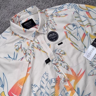 O'Neill TRVLR UPF Traverse Slub Shirt Mens Stretch Tropical Cream Large NEW