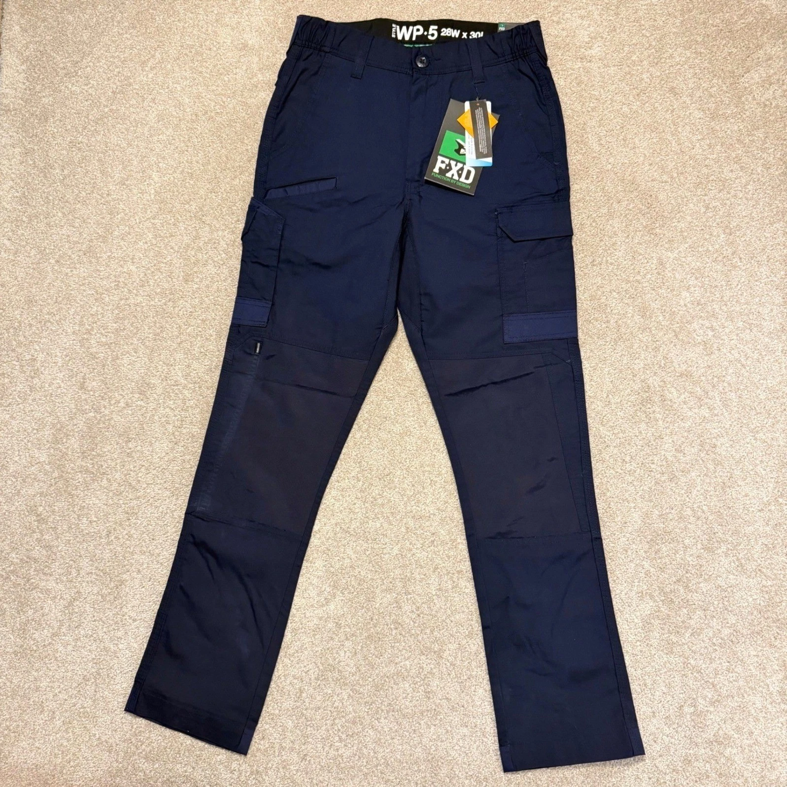 FXD Work Pants Men 28x30 Navy WP-5 Regular Fit DURA500 COOLMAX Cargo Pants