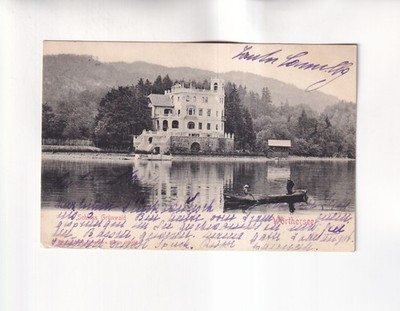 F9454) Ansichtskarte, VELDEN am Wörthersee - Schloss GRÜNWALD - Boot 1904