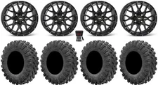 ITP Hurricane 14" Wheels Black 30" MotoRavage Tires Yamaha Grizzly Rhino