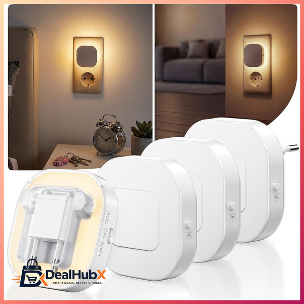 Nachtlicht Steckdose LED Mit Bewegungssensor DäMmerungssensor 4Er Set Warmweiß-image