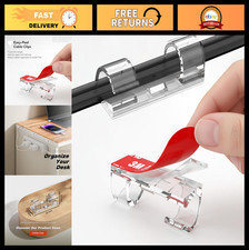 100pcs Clear Adhesive Cable Clips - Wire Holder for Desk, Wall, TV, Ethernet Cor