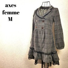 Axes Femme Gray Check Ruffle Dress Elegant Feminine Japan