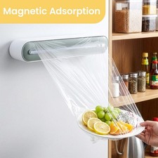 Magnetic Cling Film Dispenser with Cutter, Refillable Plastic Foil Dispenser